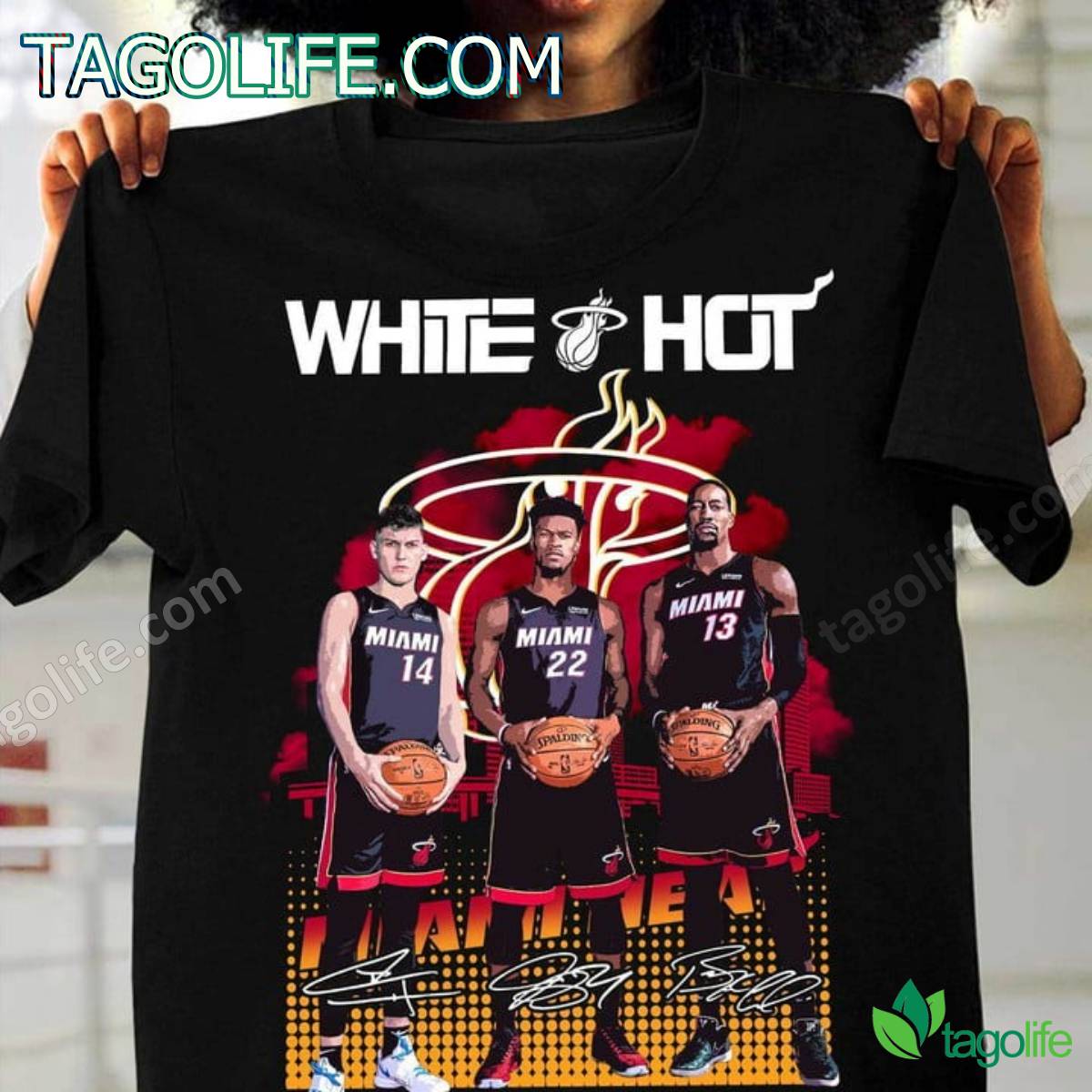 Jimmy Butler Tyler Herro Bam Adebayo White Hot Miami Basketball T-shirt