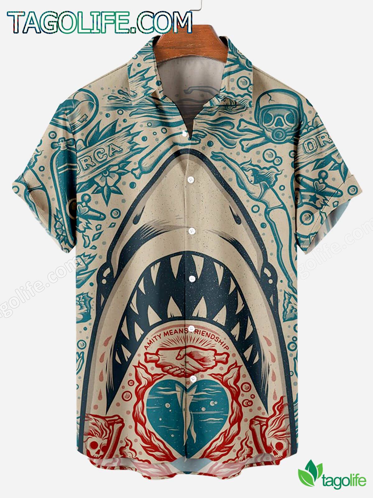 Shark Amity Means Friendship Hawaiian Shirt