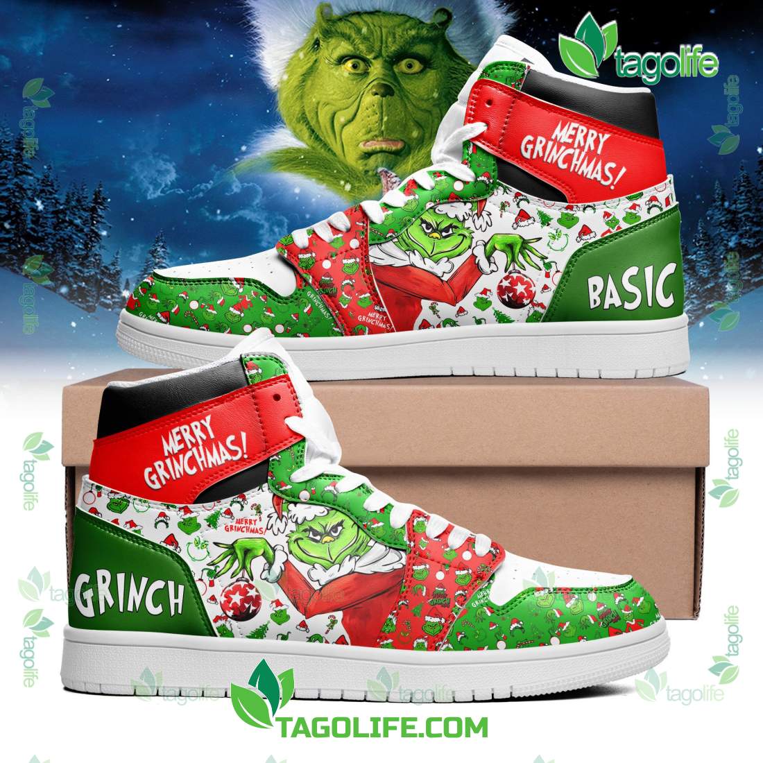 Basic Grinch Merry Grinchmas Air Jordan High Top - Tagolife