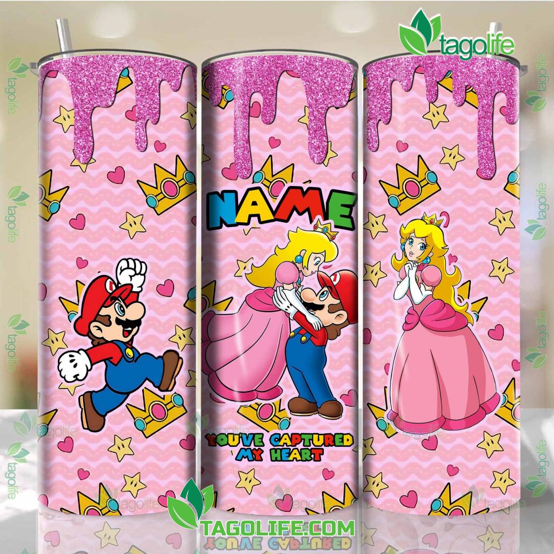 Mario You ve Captured My Heart Valentine Custom Name Skinny Tumbler Tagolife