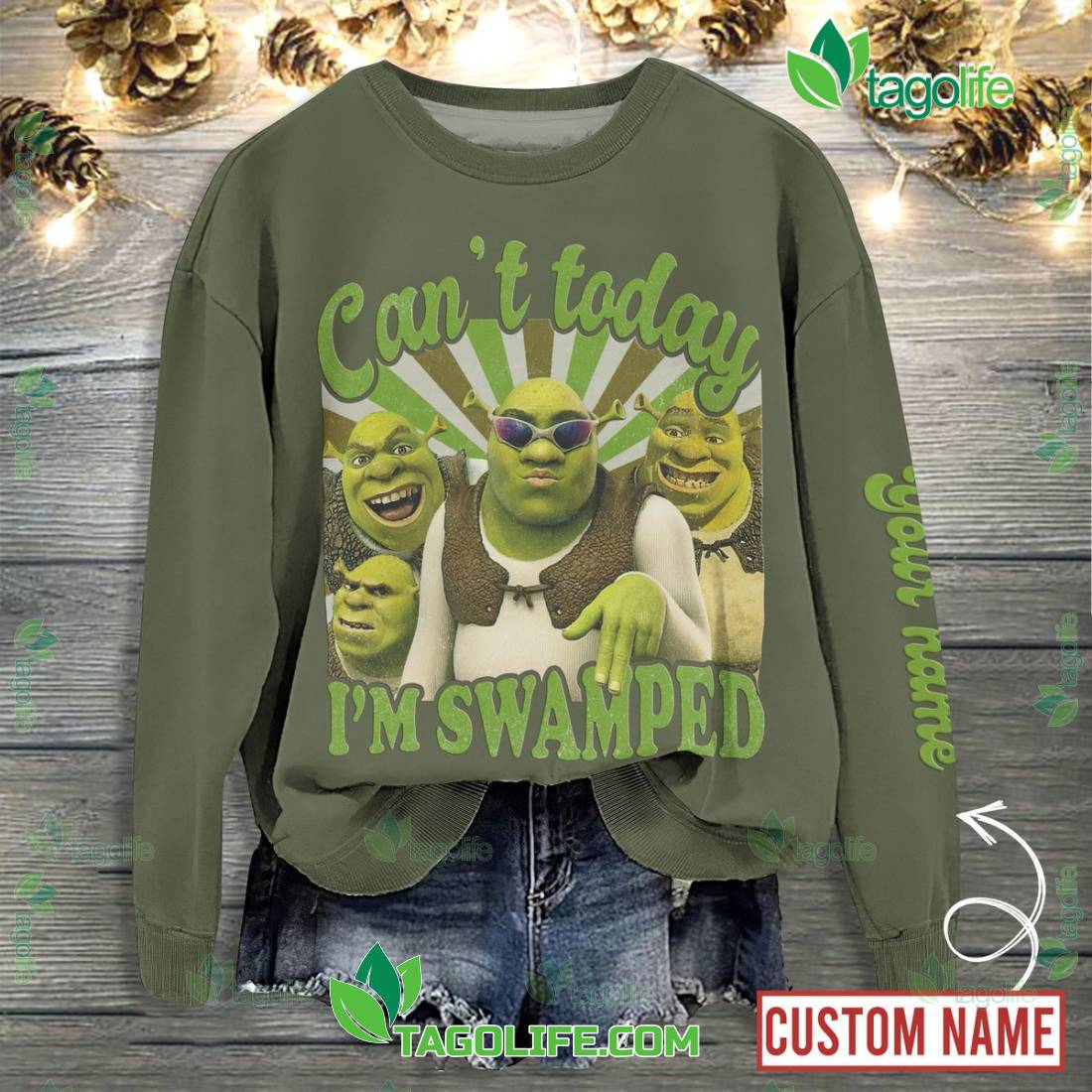 Shrek Can't Today I'm Swamped Custom Name Sweatshirt - Tagolife